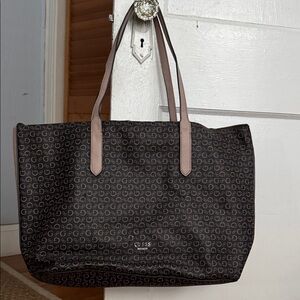 GUESS Black and Tan Logo Tote